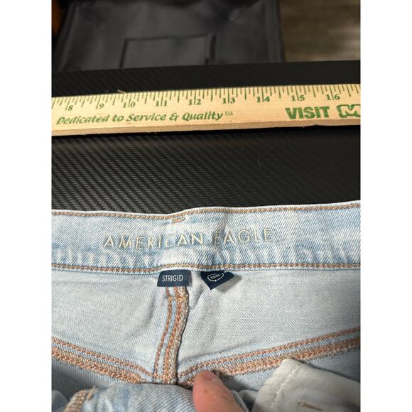 American Eagle Highest Rise Baggy Straight Jeans Size 16 X-Long Light Wash - Picture 3 of 14